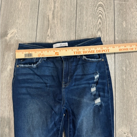 KanCan High Rise Ankle Skinny Jeans, 5/26, Dark Wash, distressed, folded raw hem - Picture 8 of 8